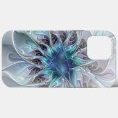 花色抽象芸術モダンフラクタル花と青 Case-Mate iPhoneケース (裏面 (横))