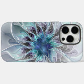 花色抽象芸術モダンフラクタル花と青 Case-Mate iPhoneケース (裏面 (横))