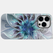 花色抽象芸術モダンフラクタル花と青 Case-Mate iPhoneケース (裏面 (横))