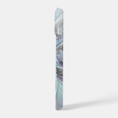 花色抽象芸術モダンフラクタル花と青 iPhone 15ケース (左側面)