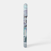 花色抽象芸術モダンフラクタル花と青 iPhone 16ケース (右側面)