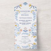 花色豊かなフォークアートのウェディング オールインワン招待状 (内側)