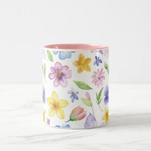 花花の花模様の昇華–95651 ツートーンマグカップ (中央)