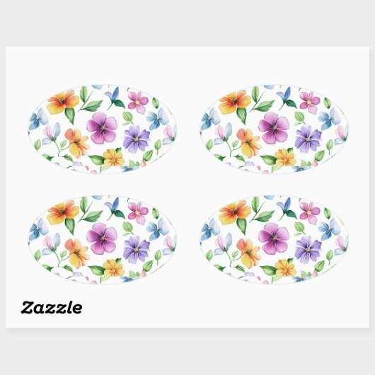 花花の花模様の昇華–95652 楕円形シール (シート)
