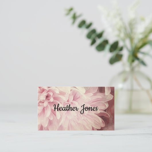 花花びらの繊細淡い色のなピンクの写真アート 名刺 (スタンド正面)