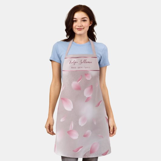 花花びらフェイク箔エプロン エプロン (着用した状態)