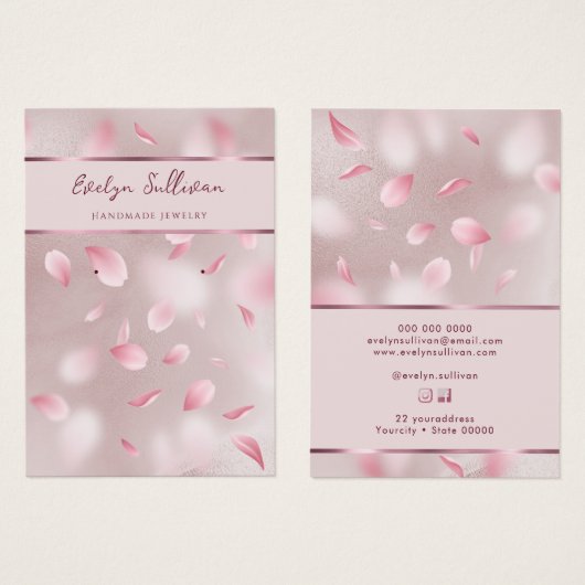 花花びらフェイク箔ジュエリー表示カード (正面&裏面)