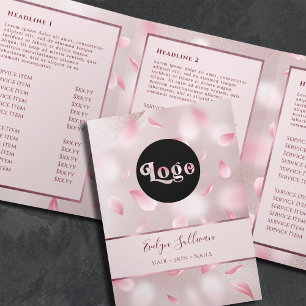 花花びらフェイク箔三折パンフレット 三つ折りカード