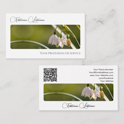 花花エレガント書道QRコード 名刺 (正面/裏面)