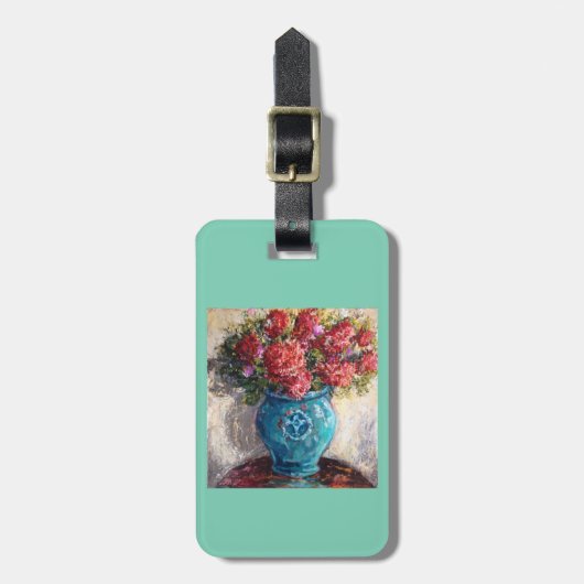 花花束が付いている荷物または財布のラベル ラゲッジタグ (正面縦)