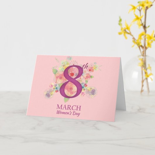 花花束の3月8日インターナショナルの女性の日 カード (黄色い花)