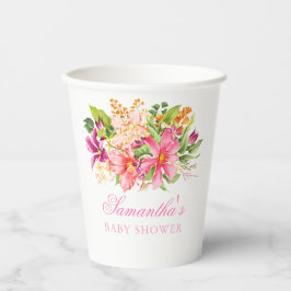 花花束桃色グリーンかわいいフローラ赤ちゃんシャワー 紙コップ