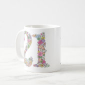 花花束第21 21は誕生日のマグのギフトに番号を付けます コーヒーマグカップ (正面左)