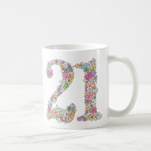 花花束第21 21は誕生日のマグのギフトに番号を付けます コーヒーマグカップ