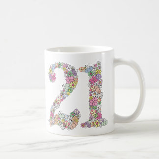 花花束第21 21は誕生日のマグのギフトに番号を付けます コーヒーマグカップ