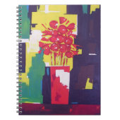 花花束花瓶絵画の抽象芸術背景 ノートブック (正面)