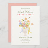 花花束誕生日 招待状 (正面/裏面)