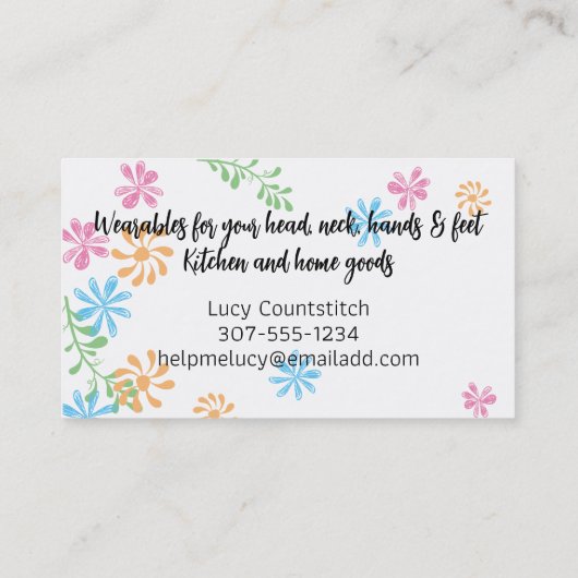 花花瓶編み針編み針糸工芸品 名刺 (裏面)