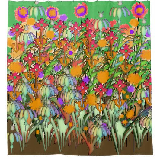 花花花花グリーン シャワーカーテン (正面)