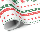 花芸術を伴う緑のクリスマスツリーの赤 ラッピングペーパー (ロールコーナー)