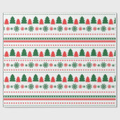 花芸術を伴う緑のクリスマスツリーの赤 ラッピングペーパー (フラット)