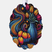 花芸術的とオレンジ絵を描の オーナメントカード (左)