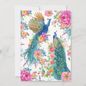 花芸術的孔雀の赤ちゃんシャワー 招待状 (裏面)