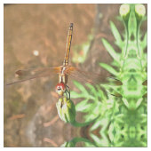 花芸術的頭に乗って休むトンボ ファブリック (クローズアップ)