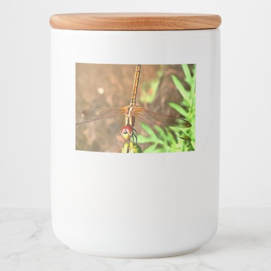 花芸術的頭に乗って休むトンボ フードラベル (正面)