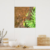 花芸術的頭に乗って休むトンボ ポスター (キッチン)