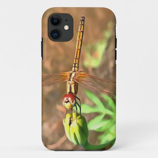 花芸術的頭に乗って休むトンボ Case-Mate iPhoneケース (裏面)