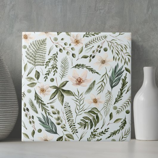 花茎水色継ぎ目無し花柄 タイル