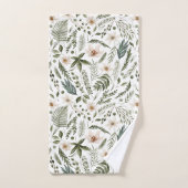 花茎水色継ぎ目無し花柄 バスタオルセット (ハンドタオル)