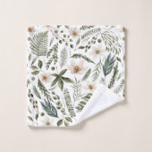 花茎水色継ぎ目無し花柄 バスタオルセット (ウォッシュタオル)