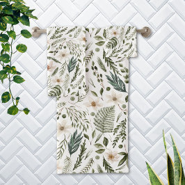 花茎水色継ぎ目無し花柄 バスタオルセット