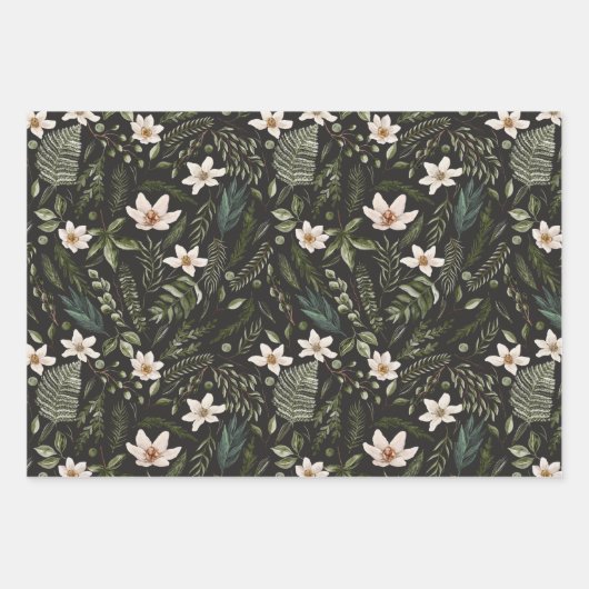 花茎水色継ぎ目無し花柄 ラッピングペーパーシート (正面3)