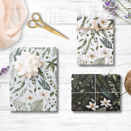 花茎水色継ぎ目無し花柄 ラッピングペーパーシート