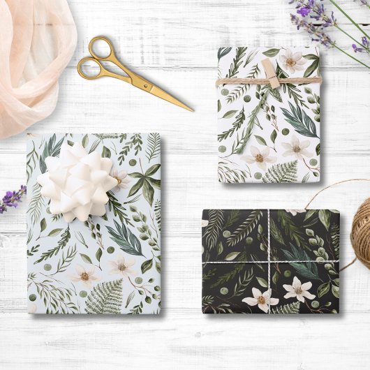 花茎水色継ぎ目無し花柄 ラッピングペーパーシート