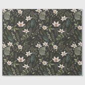 花茎水色継ぎ目無し花柄 ラッピングペーパー (フラット)