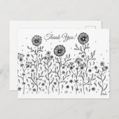 花草地ラインアートありがとう！ ポストカード (正面/裏面)