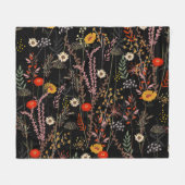 花草花手描き フリースブランケット (正面(横))