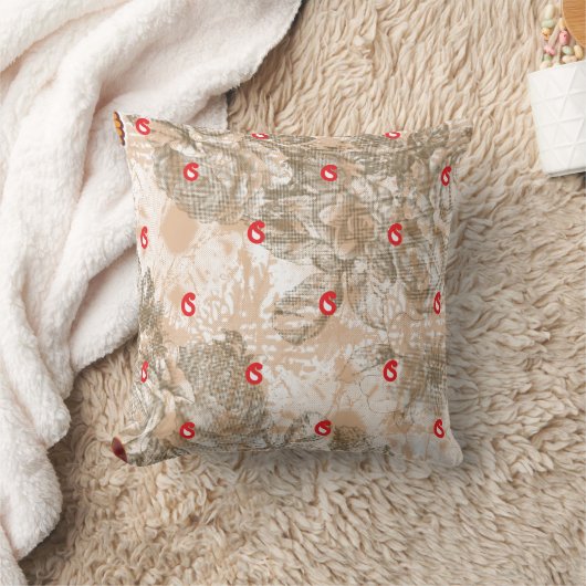 花華美模様を織り込んだ織物デザイン クッション (ブランケット)