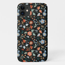 花葉モダン咲オレンジブルーガーリー iPhone 11 ケース