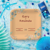 花葉付き ペーパープレート (パーティー)