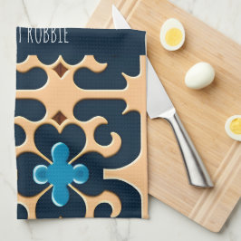 花葉咲きベージュ花柄 キッチンタオル