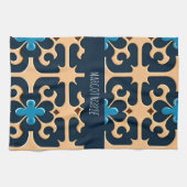 花葉咲きベージュ花柄 キッチンタオル (横)