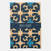 花葉咲きベージュ花柄 キッチンタオル (縦)