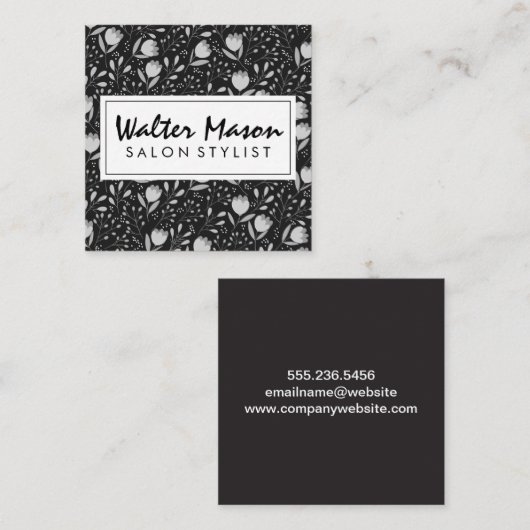 花葉花柄 スクエア名刺 (正面/裏面)