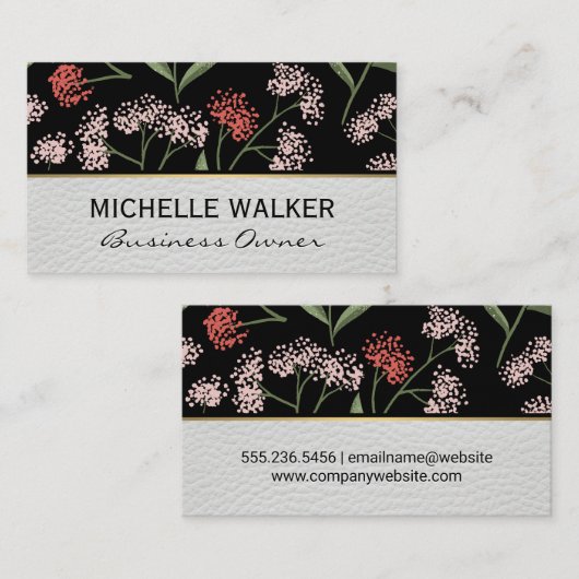 花葉花柄 名刺 (正面/裏面)