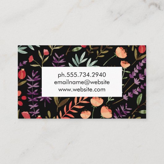 花葉花柄 名刺 (裏面)